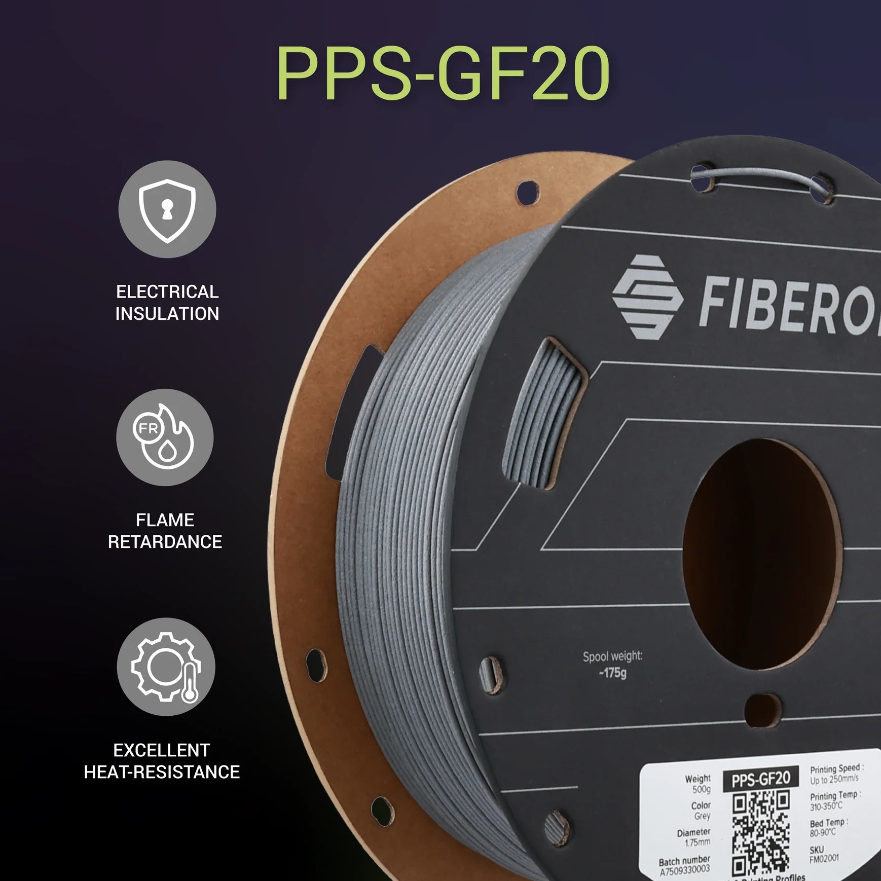 Filamento Industrial PPS-GF20 (Sulfeto de Polifenileno com Fibra de Vidro) – Resistência Química Extrema e Antichama