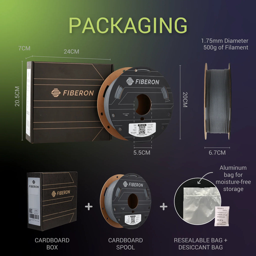 Filamento Fiberon PPS‑GF20 Glass Fiber 1,75 mm – 500 g – HDT 236 °C